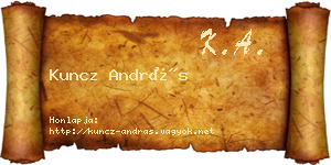 Kuncz András névjegykártya